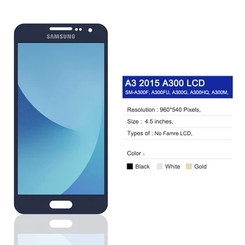 Algne A300 LCD Samsung Galaxy A3 A300 A3000 A300F A300M LCD Ekraan Puutetundlik A300 Digitizer Ekraan Assamblee