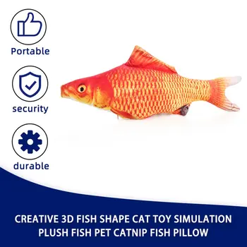 Creative 3D Karpkala Kala Kuju Kassi Mänguasi Armas Simulatsiooni Palus Kala Mängib Mänguasi Lemmikloomade Kingitus Catnip Kala Täistopitud Nukk Padi