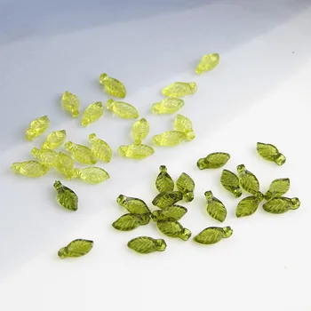 100tk Akrüül roheline läbipaistev väikesed lehed DIY ehted kõrvarõngad, käevõru tarvikud materjali plastikust helmed