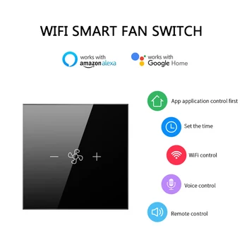 Tuya WiFi Fänn Smart Light Touch Lüliti Klaasist Paneel, Touch Sensor Smart Seina Nuppu Häält Tööd Alexa Google ' i Kodu ELI/USA