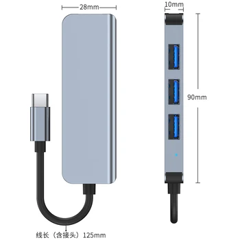 USB-C-HUB 3.0 3.1 Tüüp 4-Port Multi Splitter Adapter OTG Jaoks Xiaomi Lenovo ja Macbook Pro Air P omputer Sülearvuti Tarvikud
