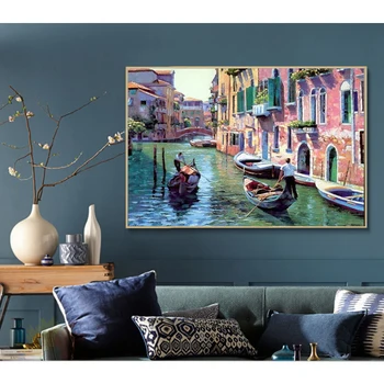 Itaalia Veneetsia Õli Maalitud Number Maja elutoa Seina Kaunistamiseks DIY Digitaalse Akrüül Lõuend Värvitud Täiskasvanud Lapsed Kingitus