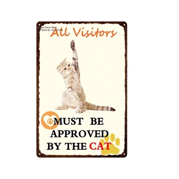 Kõik Visitory Kass Räbal Metallist Tina Märke Tahvel Raua Maali Poster Märke Pet Shop Seina Kaunistamiseks Pere Doorplate Kunsti Kassid