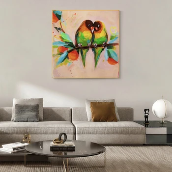 Abstraktne Värviline Linnud õlimaal Kaasaegne Seina Art Lõuend Plakatid ja Pildid Dekoratiivsed Pildid elutuba Disain, Decor