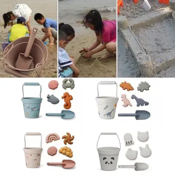 6tk Silikoonist Beach Mänguasjade Komplekt liivakasti Mänguasjad Lastele Suvel Kaevamine Liiva Väljas mänguasjad Lapse Vee Mängu Mänguasja Liivakasti Komplekt