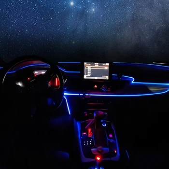 6 in 1 RGB Ambient LED 6M Sisekujunduses Auto Fiiberoptiline Valgus Avaldaja Kontrolli Dekoratiivsed Atmosfääri Lambid 12V