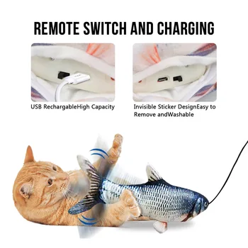 Kassi mänguasi Kala USB Electric Laadimine Simulatsiooni Hüpped Liigub Kala Kassi Mänguasi õnge catnip Pehme väike tuun Kassi Mänguasjad, interaktiivsed
