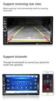 2 Din Auto Multimeedia Video Player 7 Tolline Universaalne 2DIN LCD puuteekraan, Bluetooth, FM-Auto Audio Tugi Auto Multimeedia Mängija