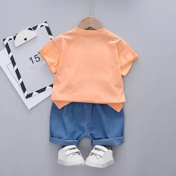 Poiste lühikeste varrukatega sobivad puuvillased vabaaja cartoon T-särk beebi poiss, suvi rõivaste püksid 2 tk kids riided