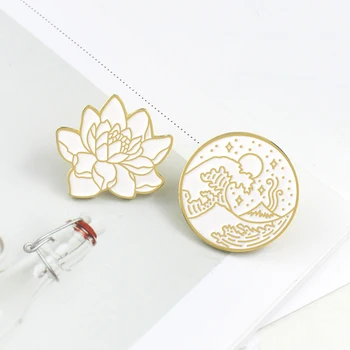 Lotus Laine Ring Sõle Mereäärne Star Moon Ocean Taim Emailiga Pin Badge Koti jaoks Rinnamikrofon Müts, Mantel Neutraalne Jaapani Kingitused Sõbrad