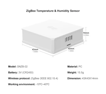 1tk SONOFF SNZB-02 ZigBee Temperatuuri Ja Niiskuse Andur reaalajas Teate E-WeLink App Smart Home Vaja SONOFF ZBBridge