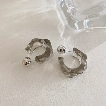 Unikaalne Disain Läbipaistev Akrüül Geomeetriline Rhombus Hoop Kõrvarõngad Naistele Tekstureeritud Metallist Ring Helmed Vintage kõrvarõngad Ehted