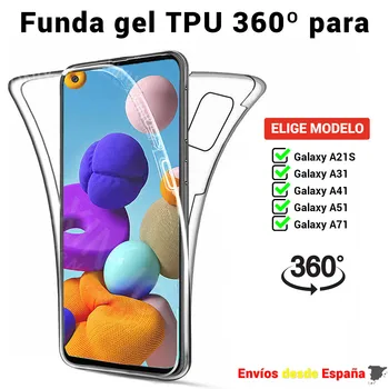 TPÜ 360 case for Samsung Galaxy A21S A31 A41 A51 A71. Täielik Korpus topelt nägu läbipaistva silikooniga Mobiil