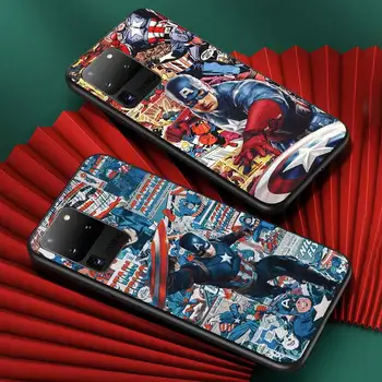 Spiderman kapten ameerika Samsung S20 FE Ultra Plus A91 A81 A71 A51 A41 A31 A21S A72 A52 A42 A02S Pehme Must Telefon Kohtuasjas