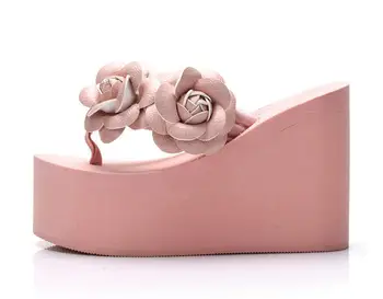 11cm flip flop kiilud kontsad suve sandaalid sussid naine kingad naistele tüdrukud rannas kinga kerge alumine platvorm käsitsi valmistatud lilled