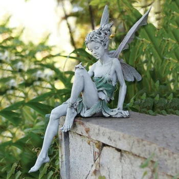 Lill Haldjas Skulptuuride Aed Haljastus Õue Ornament Vaik Turek Istub Kuju Väljas Angel Tüdruk Vasaku Jala Figuriin Käsitöö
