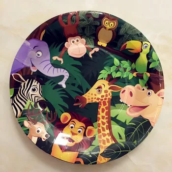 Džunglis Loomade Pool Ahv, Lõvi, elevant Safari Sünnipäeva Teenetemärgi Lapsed Ühekordsed Nõud Cake Toppers Baby Shower