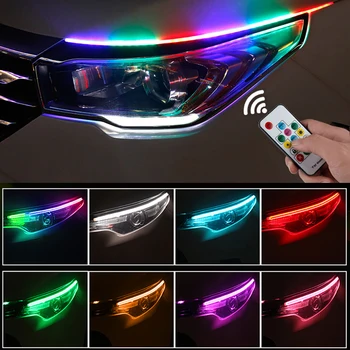 ANMINGPU RGB Voolab PÄEVATULED LED Tuled Auto Esituled 12V Paindlik PÄEVATULED LED päevasõidutuli Valge suunatuli Kollane