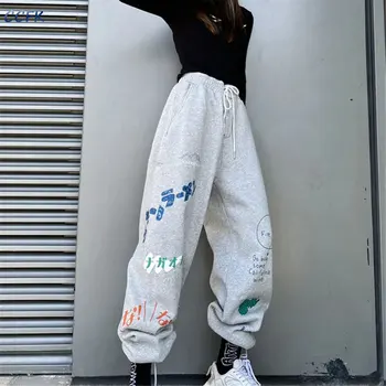 Egirl Püksid Naiste Gooti Punk Cargo Püksid Mood Cartoon Prindi Harajuku Püksid Prindi Vabaaja Hip-Hop Sweatpants Alt Trend