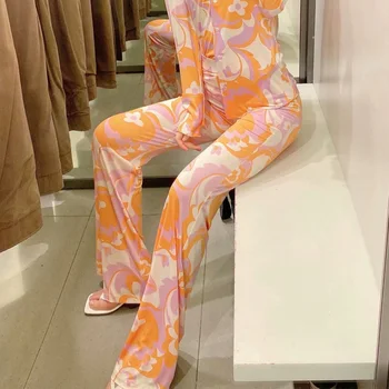 Za Naine Püksid Prindi Põletatud Püksid Naiste Kõrge Vöökoht Püksid Naiste Suvel 2021 Mood Y2K Streetwear Püksid Elastne Värvel