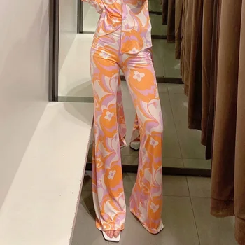 Za Naine Püksid Prindi Põletatud Püksid Naiste Kõrge Vöökoht Püksid Naiste Suvel 2021 Mood Y2K Streetwear Püksid Elastne Värvel