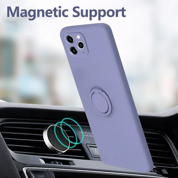 Koos Ringi Silikoonist Case For iPhone 11 Pro Max XR X XS 6 7 8 Plus SE 2020 12 Mini Luksus Omanik, Magnet Pehme kaelapaela kinnitamine Telefoni Kate