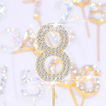 Glitter Sulamist Rhinestone Number Cake Toppers Baby Shower Sünnipäeva Kaunistamiseks Pulmad Kuld, Hõbe Digitaalse Decor sünnipäev tüdruk