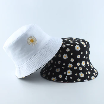 Suvel Karikakrad Kopp Müts Naiste Mood Cotton Beach Sun Mütsid Pöörduv Bob chapeau Femme Õie Panama Müts Müts Kalamees