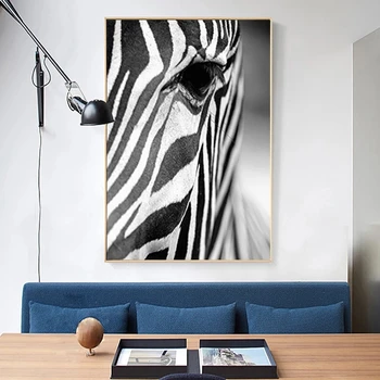 Must ja Valge Sebra, Aafrika Loomade Lõuendile Maali Pildid ja Plakatid Cuadros Seina Art Pilt elutuba Kodu Kaunistamiseks