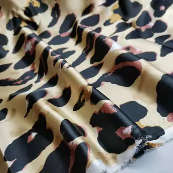 Satiin Kangast Kudede Leopard Print Ribbon Materjal Läikiv Charmeuse Polüester