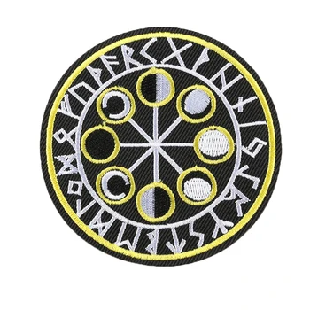 Retro Kuu Faas Viking Kompass Taktikaline Tikitud Plaaster Vegvisir Raud-norra Mereväe DIY Badge)