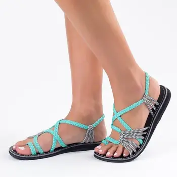 Suured köie sõlm sandaalid suvel varbavahed vabaaja naiste kingad Rooma korter sandaalid õhuke rihm beach mugavad naiste sandaalid