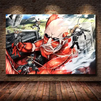 Prindi Home Decor Põhjamaade Stiilis Rünnaku, Titan Anime Maali Seina Art Lõuend Pilt Akvarell Plakat Modulaarne Eest Elutuba