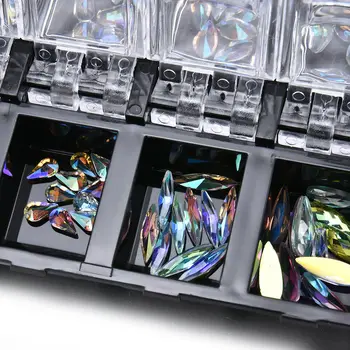 12 Box 3D AB Teemant Kalliskivid Küünte Sära Rhinestone Kristall Klaas Nail Art Decor