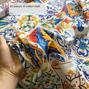 Looduslik puuvill, sinine ja valge portselan trükkimine high-definition puhtast puuvillast kangast rõivas kodus käsitsi õmblemine materjal