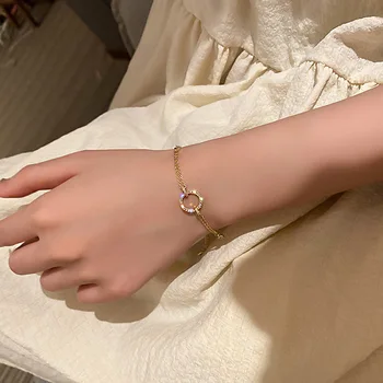 Korea Fashion Kulla Värvi Kett Käevõru Särav Rhinestone Ring Ringi Mansett Käevõru Reguleeritav Naiste Peen Ehted