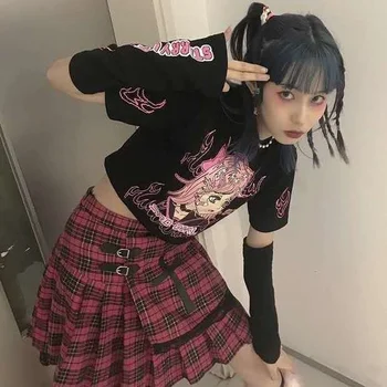 Naiste Gooti Harajuku Anime T-Särk Punk Jaapani Stiilis Lühikese Varrukaga T-särk Tüdrukutele, Goth Saagi Tops Suvel 2021 Mood Naised