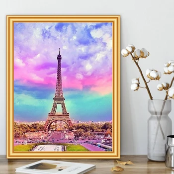 5D DIY Diamond Maali Eiffeli Torn Maastik Täis Puurida Mosaiik Käsitöö Kunsti Tikandid Rhinestone ristpistes Komplektid Home Decor