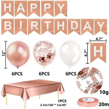 FanhausRose kuld sünnipäeva õhupallid, tüdruk naiste kaunistamiseks, konfetid õhupalli lindi aastapäeva, sünnipäeva, sünnipäeva