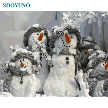 SDOYUNO 60x75cm õlivärv Numbrid Maastik, Lumi Mees Frameless DIY Värvimine Poolt Numbrid Lõuend Käsitsi Värvimine Jõulud Kingitus