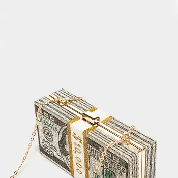 Stack Raha Dollarit kott naistele 2020 uued Kristall teemant ketid Õhtul Kotid raha Sidur kott luksus Rahakotid ja Käekotid