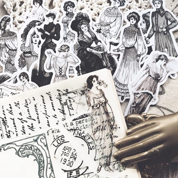 14Pcs 2019 Vintage Euroopa Kleit Lady Kleebis DIY Scrapbooking Album Junk Teataja Planeerija Dekoratiivsed Kleebised