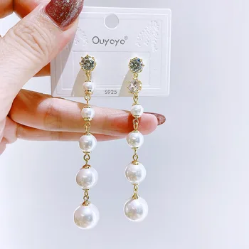 MWsonya Fashion korea Crystal Pearl Tutt Tolknema Kõrvarõngad Naistele Asümmeetria Rhinestone Tilk Earings Pool Ehted