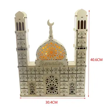 Eid Mubarak Taimer Kalender DIY Ramadan Kaunistused Puidust Sahtel Pool Decor