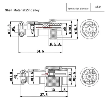 GX12 Lennunduse Plug Socket 2/3/4/5/6 Pin-12mm Mees Naine Traat, Paneel Ümmarguse Pistiku Tsingi-Vase Sulamist Inline Kaabel Jointer