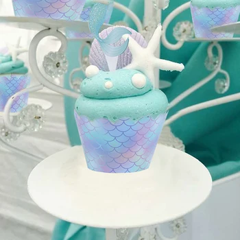 Merineitsi Partei 3-tasandi Paber Kook Seista mere All Baby Shower Tüdruk 1. Sünnipäeva Kaunistamiseks Pulmad Cupcake Wrapper Seista