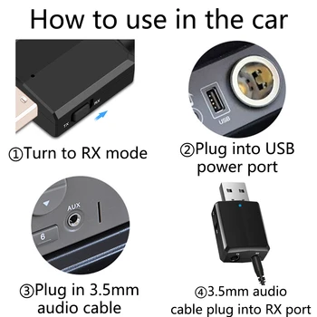 Bluetooth-5.0 USB-Saatja, Vastuvõtja, 3 in 1 Adapter, AUX-Dongle 3,5 mm-TV PC Kõrvaklapid Kodu Stereo Auto HIFI Audio