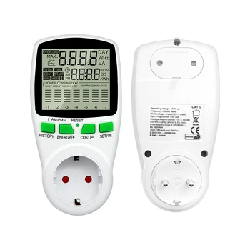 Digital AC Power Meter Pesa Wattmeter Energia 220V Mõõtmise elektri kulu Analyzer EL-US UK AU FR BR Plug Watt Monitor