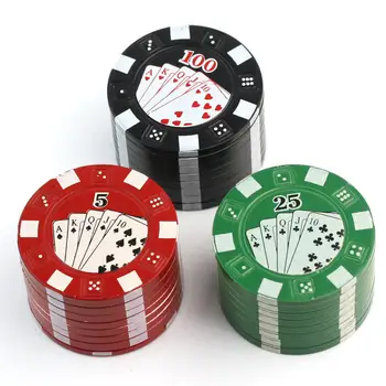 3 Kiht Tsingi Sulam Herb Veski Poker muster 40mm Vürtsi Muru Umbrohutõrje Tubaka Suitsu Veskid Meeste Suitsetamine Accessorie