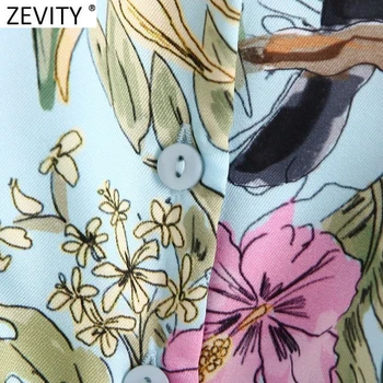 Zevity Naiste Mood Loomade Õie Printida Šor Särk Naiste Ühtse Karavan Pluus Roupas Stiilne Suvel Kimono Blusas Tops LS9371